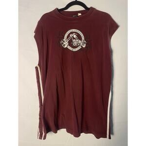 Burgundy Liberty Choppers Biker Sleeveless Maroon Tee Men's Size Large